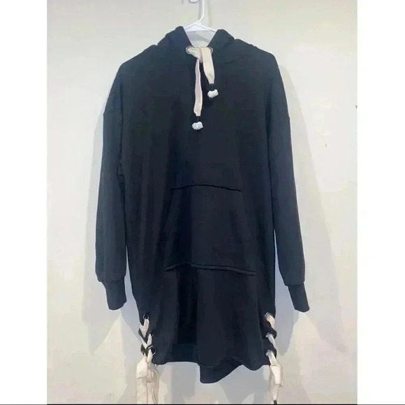 Azalea Black Sweater Dress With Hood - Picture 1 of 4